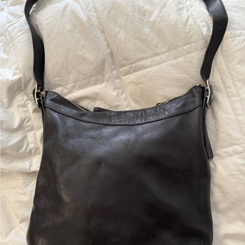 Coach Black Leather Shoulder Bag with Adjustable Strap